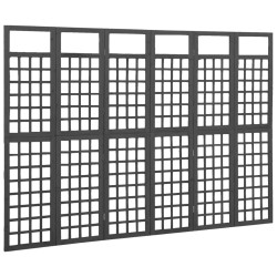 vidaXL Biombo/Enrejado de 6 paneles madera de abeto negro 242,5x180 cm