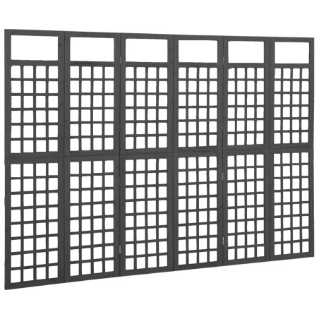 vidaXL Biombo/Enrejado de 6 paneles madera de abeto negro 242,5x180 cm