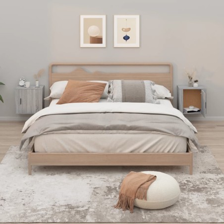 vidaXL Mesitas de noche de pared 2 uds gris Sonoma 50x30x47 cm