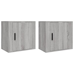 vidaXL Mesitas de noche de pared 2 uds gris Sonoma 50x30x47 cm