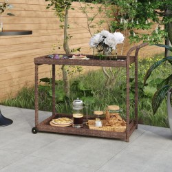 vidaXL Carrito de bar ratán sintético marrón 100x45x83 cm