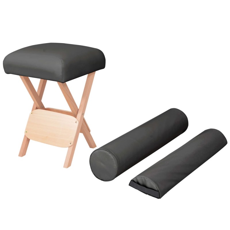 vidaXL Taburete de masaje plegable 12 cm grosor y 2 cabezales negro vidaXL Taburete de masaje plegable 12 cm grosor y 2 cabezales negro