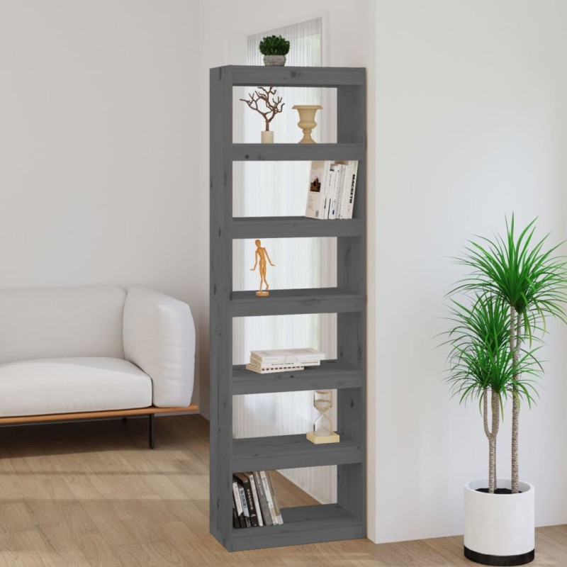 vidaXL Estantería/divisor de espacios madera pino gris 60x30x199,5 cm