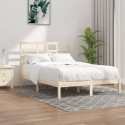 vidaXL Estructura de cama de matrimonio madera maciza 135x190 cm