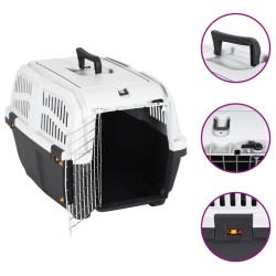 vidaXL Transportín de mascota puerta metal polipropileno 55x36x35 cm