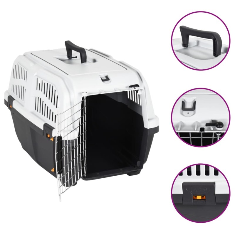 vidaXL Transportín de mascota puerta metal polipropileno 55x36x35 cm