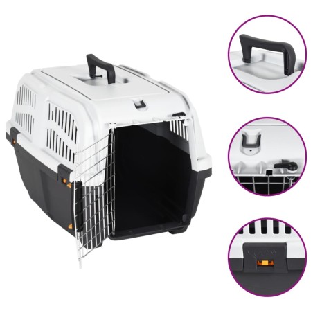 vidaXL Transportín de mascota puerta metal polipropileno 55x36x35 cm