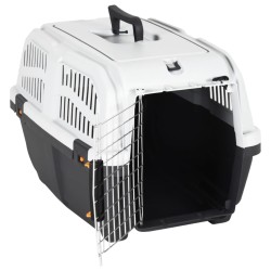 vidaXL Transportín de mascota puerta metal polipropileno 55x36x35 cm