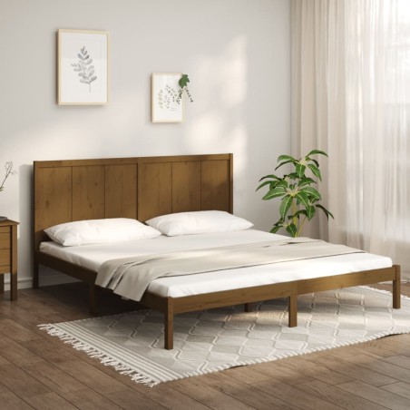 vidaXL Estructura de cama madera maciza de pino marrón miel 200x200 cm