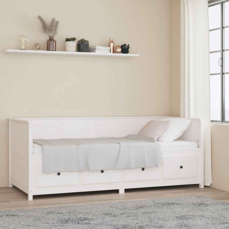 vidaXL Sofá cama madera maciza de pino blanco 80x200 cm