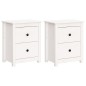 vidaXL Mesitas de noche 2 uds madera maciza pino blanca 50x35x61,5 cm vidaXL Mesitas de noche 2 uds madera maciza pino blanca 50x35x61,5 cm