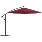 vidaXL Sombrilla voladiza con luces LED y poste acero rojo vino tinto vidaXL Sombrilla voladiza con luces LED y poste acero rojo vino tinto
