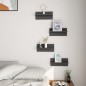 vidaXL Estantes de pared 4 uds madera contrachapada gris 40x11,5x18 cm