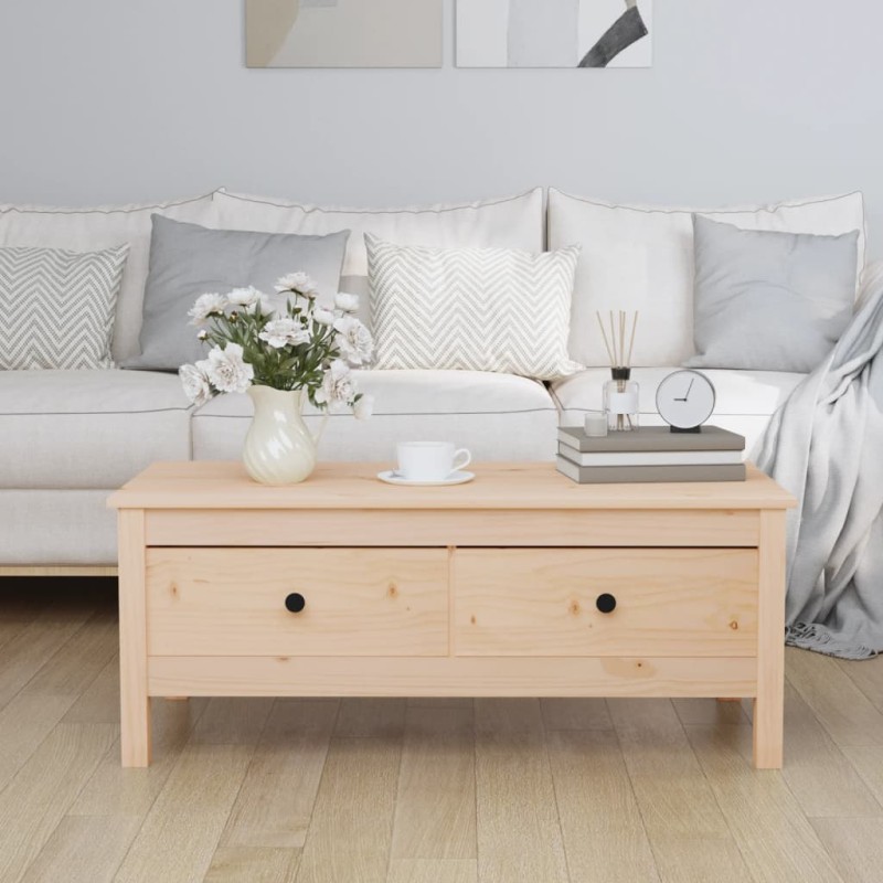 vidaXL Mesa de centro de madera maciza de pino gris 100x50x40 cm vidaXL Mesa de centro de madera maciza de pino gris 100x50x40 cm