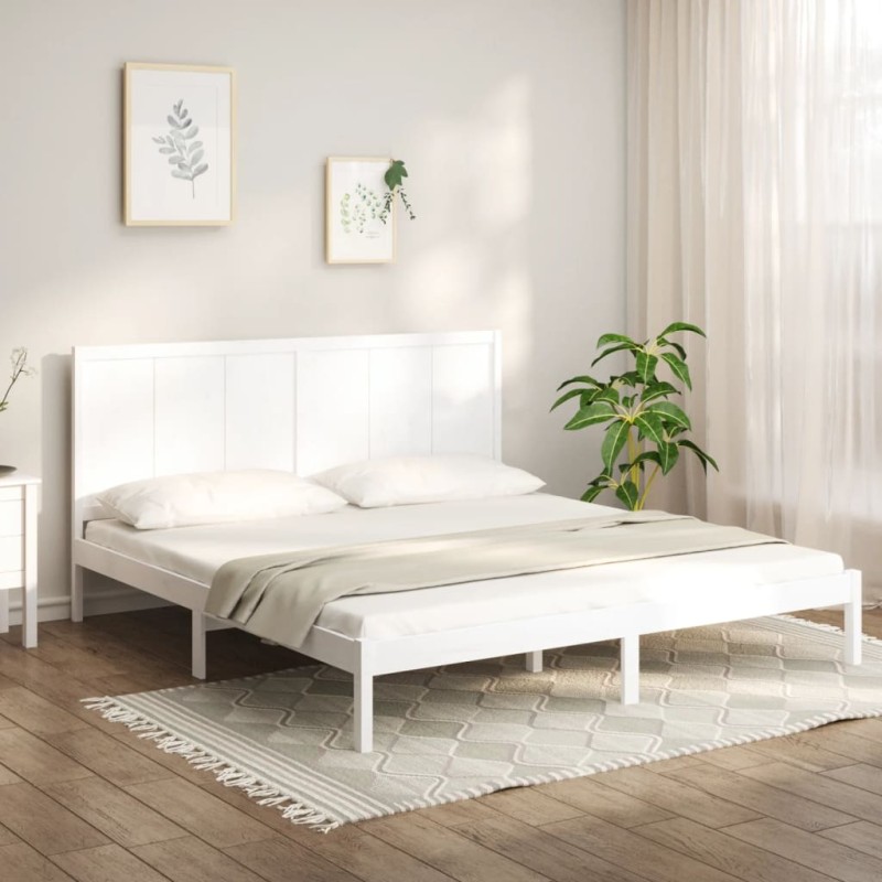 vidaXL Estructura de cama madera maciza de pino blanco 200x200 cm vidaXL Estructura de cama madera maciza de pino blanco 200x200 cm