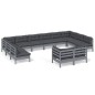 vidaXL Muebles de jardín 12 pzas y cojines gris madera maciza de pino