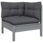 vidaXL Muebles de jardín 12 pzas y cojines gris madera maciza de pino