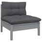 vidaXL Muebles de jardín 12 pzas y cojines gris madera maciza de pino