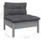vidaXL Muebles de jardín 12 pzas y cojines gris madera maciza de pino