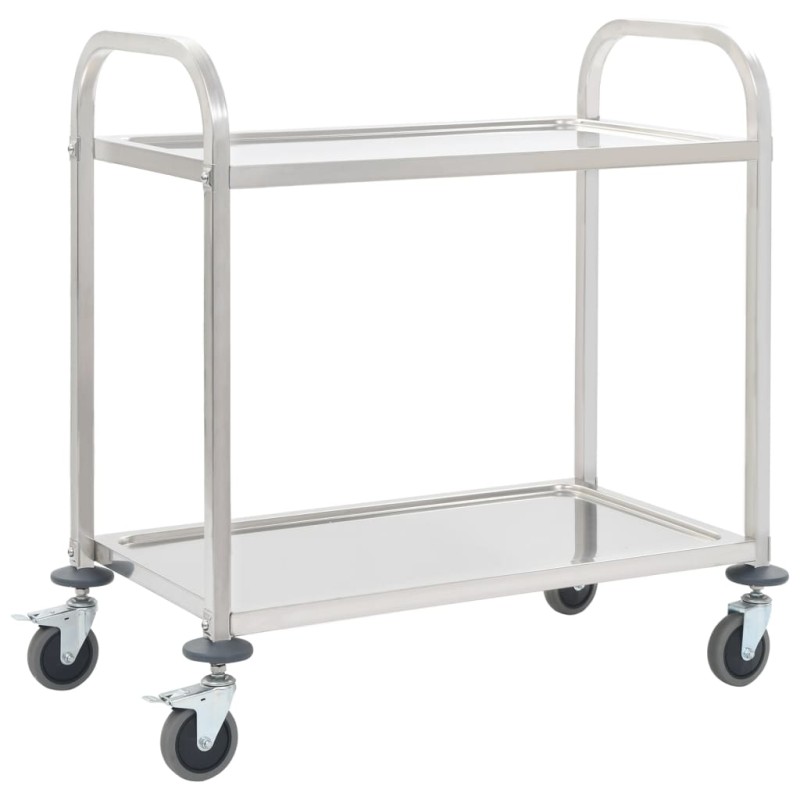 vidaXL Carrito de cocina de 2 alturas acero inoxidable 96,5x55x90 cm vidaXL Carrito de cocina de 2 alturas acero inoxidable 96,5x55x90 cm