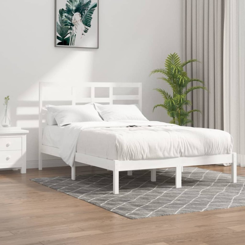 vidaXL Estructura de cama madera maciza King Size blanca 150x200 cm vidaXL Estructura de cama madera maciza King Size blanca 150x200 cm