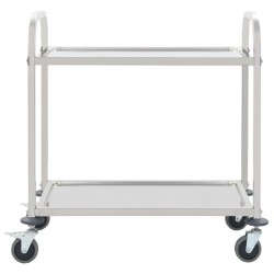 vidaXL Carrito de cocina de 2 alturas acero inoxidable 96,5x55x90 cm