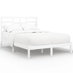 vidaXL Estructura de cama madera maciza King Size blanca 150x200 cm