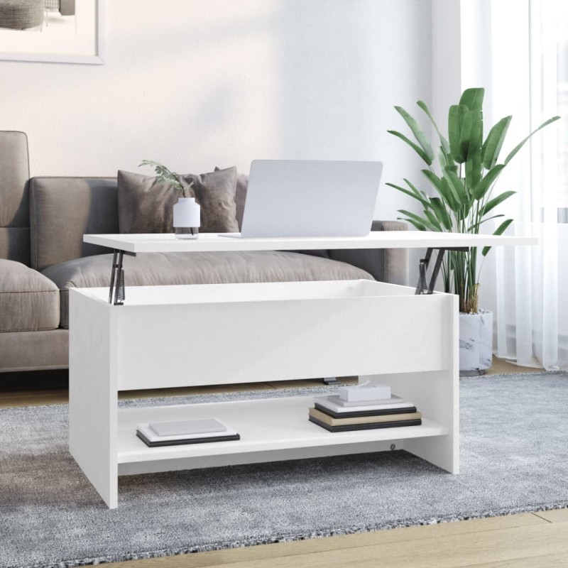 vidaXL Mesa de centro madera contrachapada blanca 80x50x40 cm vidaXL Mesa de centro madera contrachapada blanca 80x50x40 cm