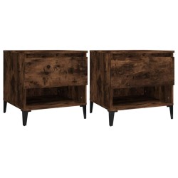 vidaXL Mesas auxiliares 2 uds contrachapada roble ahumado 50x46x50 cm