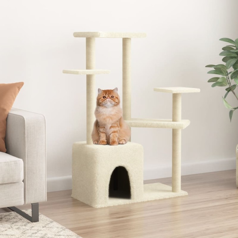 vidaXL Rascador para gatos con postes de sisal color crema 107,5 cm vidaXL Rascador para gatos con postes de sisal color crema 107,5 cm