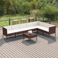 vidaXL Set muebles de jardín 8 pzas y cojines ratán sintético marrón