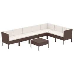 vidaXL Set muebles de jardín 8 pzas y cojines ratán sintético marrón
