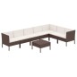 vidaXL Set muebles de jardín 8 pzas y cojines ratán sintético marrón