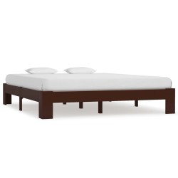 vidaXL Estructura de cama madera maciza pino marrón oscuro 160x200 cm