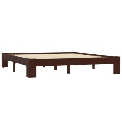 vidaXL Estructura de cama madera maciza pino marrón oscuro 160x200 cm