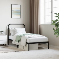 vidaXL Estructura de cama con cabecero metal negro 90x190 cm