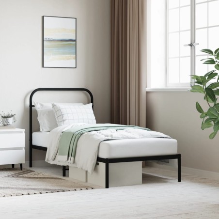 vidaXL Estructura de cama con cabecero metal negro 90x190 cm