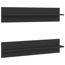 vidaXL Estante de pared 2 uds madera contrachapada gris 80x11,5x18 cm