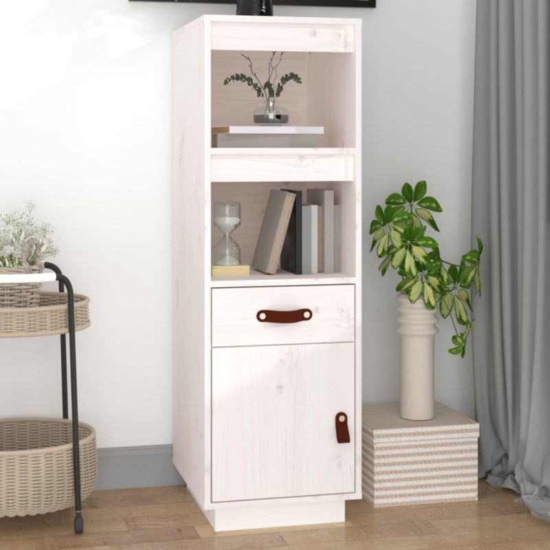 vidaXL Aparador alto madera maciza de pino blanco 34x40x108,5 cm