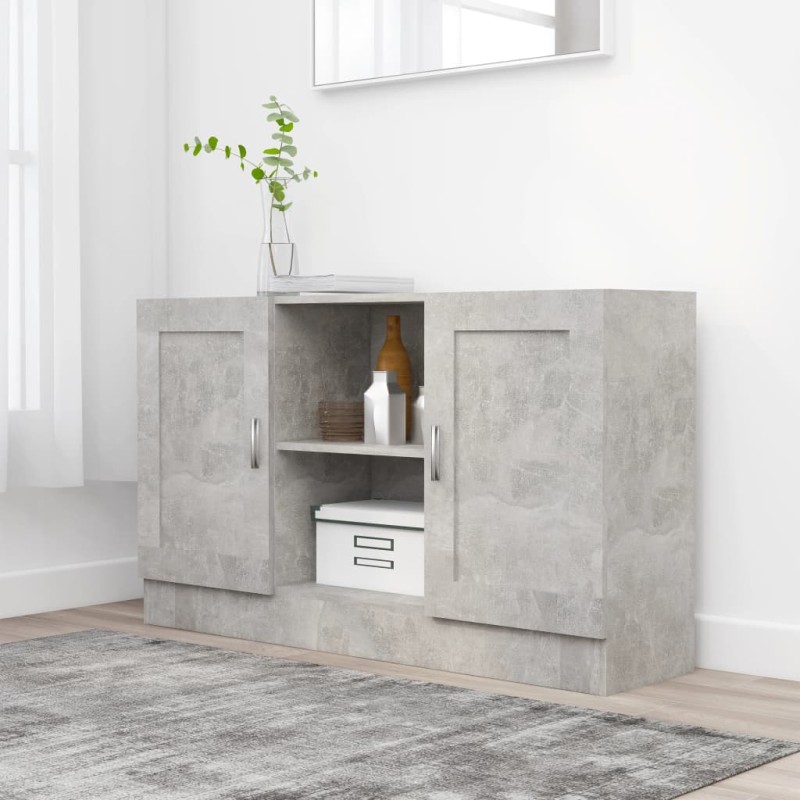 vidaXL Aparador de madera contrachapada gris hormigón 120x30,5x70 cm vidaXL Aparador de madera contrachapada gris hormigón 120x30,5x70 cm