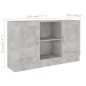 vidaXL Aparador de madera contrachapada gris hormigón 120x30,5x70 cm vidaXL Aparador de madera contrachapada gris hormigón 120x30,5x70 cm