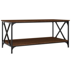 vidaXL Mesa de centro madera y hierro roble marrón 100x50x45 cm