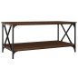 vidaXL Mesa de centro madera y hierro roble marrón 100x50x45 cm vidaXL Mesa de centro madera y hierro roble marrón 100x50x45 cm