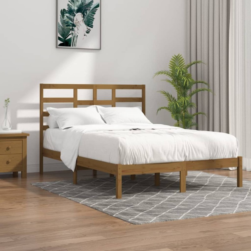 vidaXL Estructura de cama madera maciza King marrón miel 150x200 cm vidaXL Estructura de cama madera maciza King marrón miel 150x200 cm