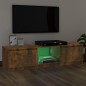 vidaXL Mueble de TV con luces LED roble ahumado 140x40x35,5 cm vidaXL Mueble de TV con luces LED roble ahumado 140x40x35,5 cm