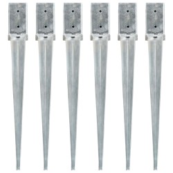vidaXL Picas de tierra 6 unidades acero galvanizado plateado 8x8x76 cm