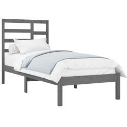 vidaXL Estructura de cama de madera maciza gris 100x200 cm