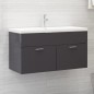 vidaXL Armario para lavabo contrachapada gris brillo 90x38,5x46 cm vidaXL Armario para lavabo contrachapada gris brillo 90x38,5x46 cm