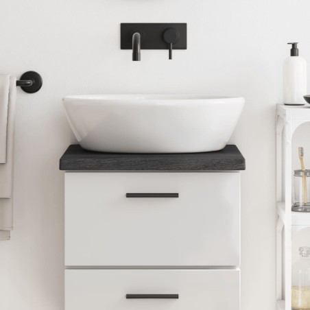vidaXL Encimera baño madera maciza tratada gris oscuro 40x30x(2-4) cm