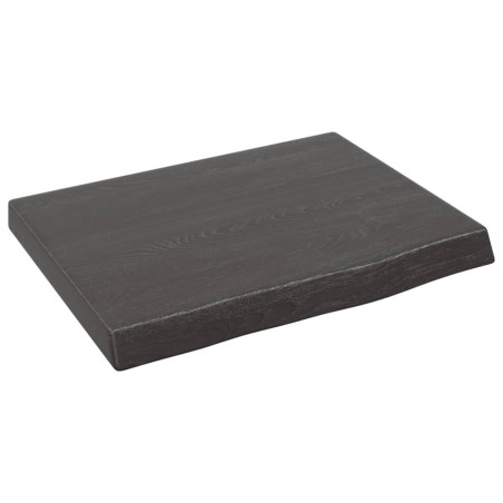 vidaXL Encimera baño madera maciza tratada gris oscuro 40x30x(2-4) cm